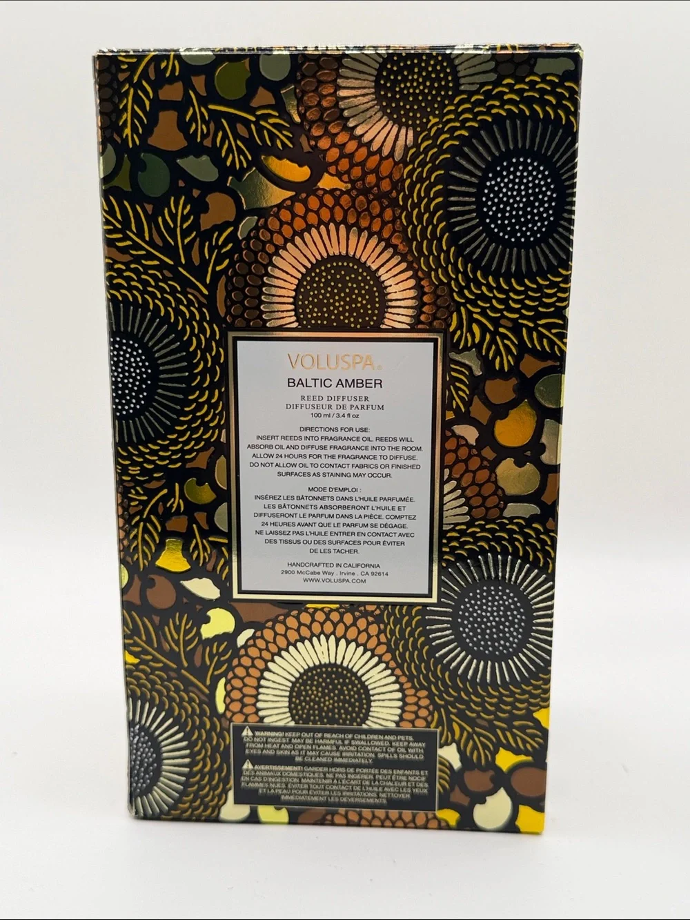Voluspa Baltic Amber Reed Diffuser from the Japonica Collection F/S 3.4 Oz. NIB!